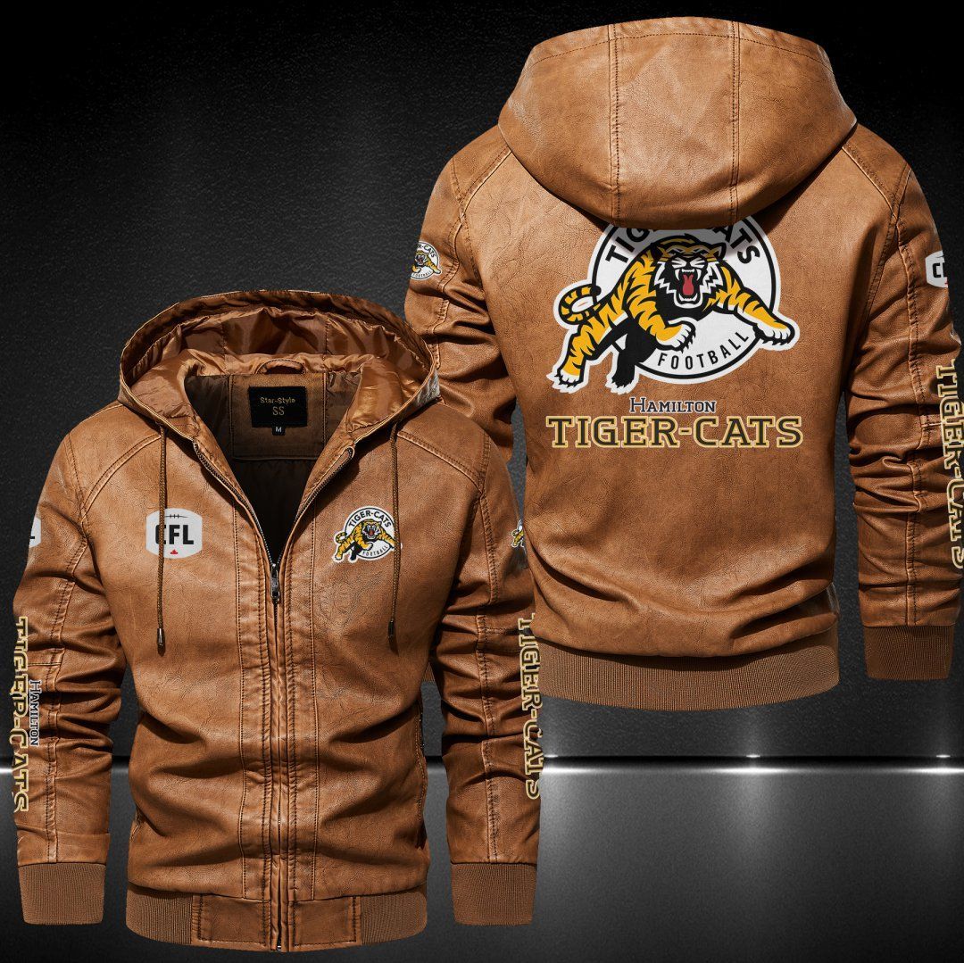 Hamilton Tiger-Cats Hooded Leather Jacket 9005