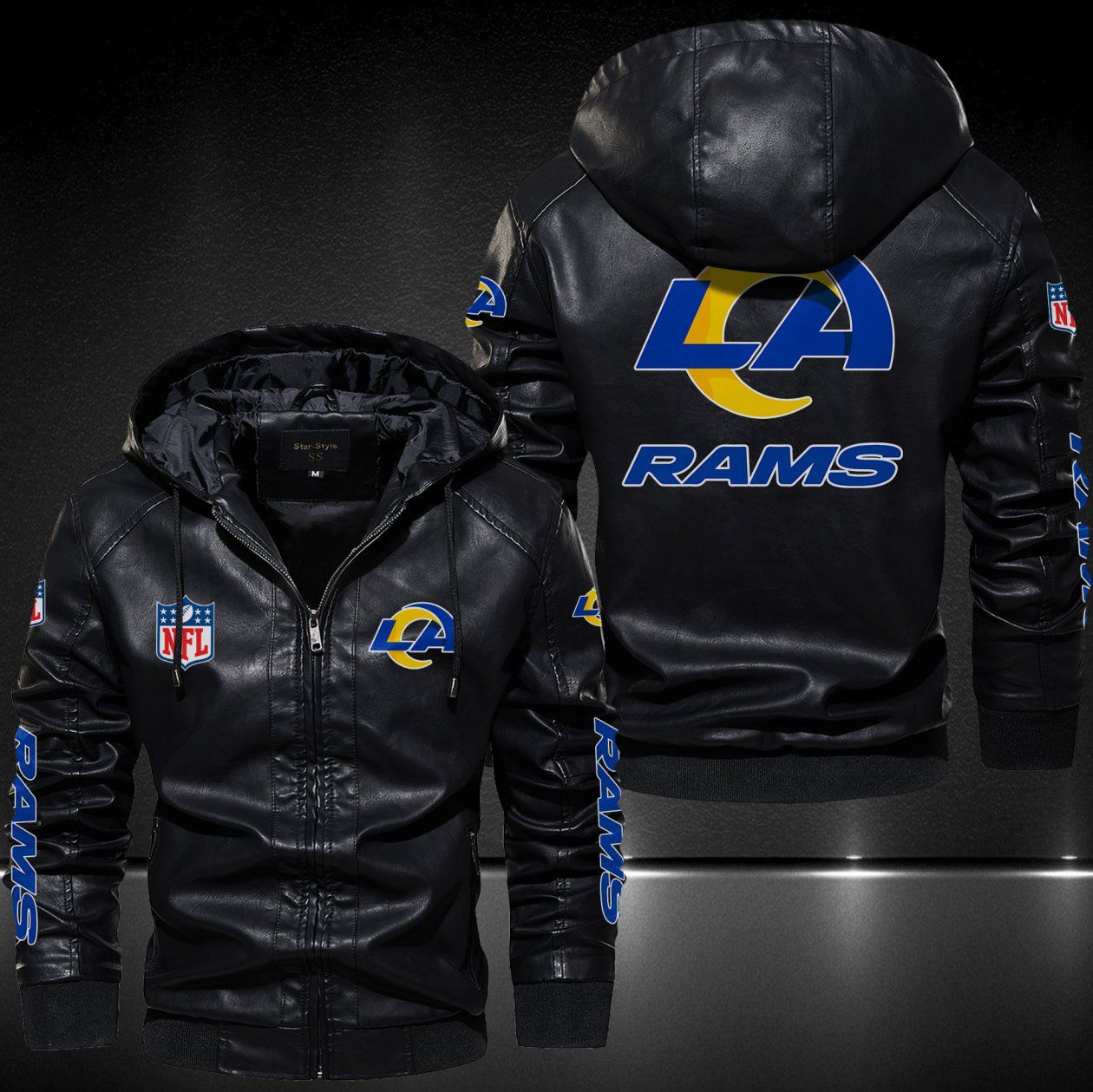 Los Angeles Rams Hooded Leather Jacket 9087