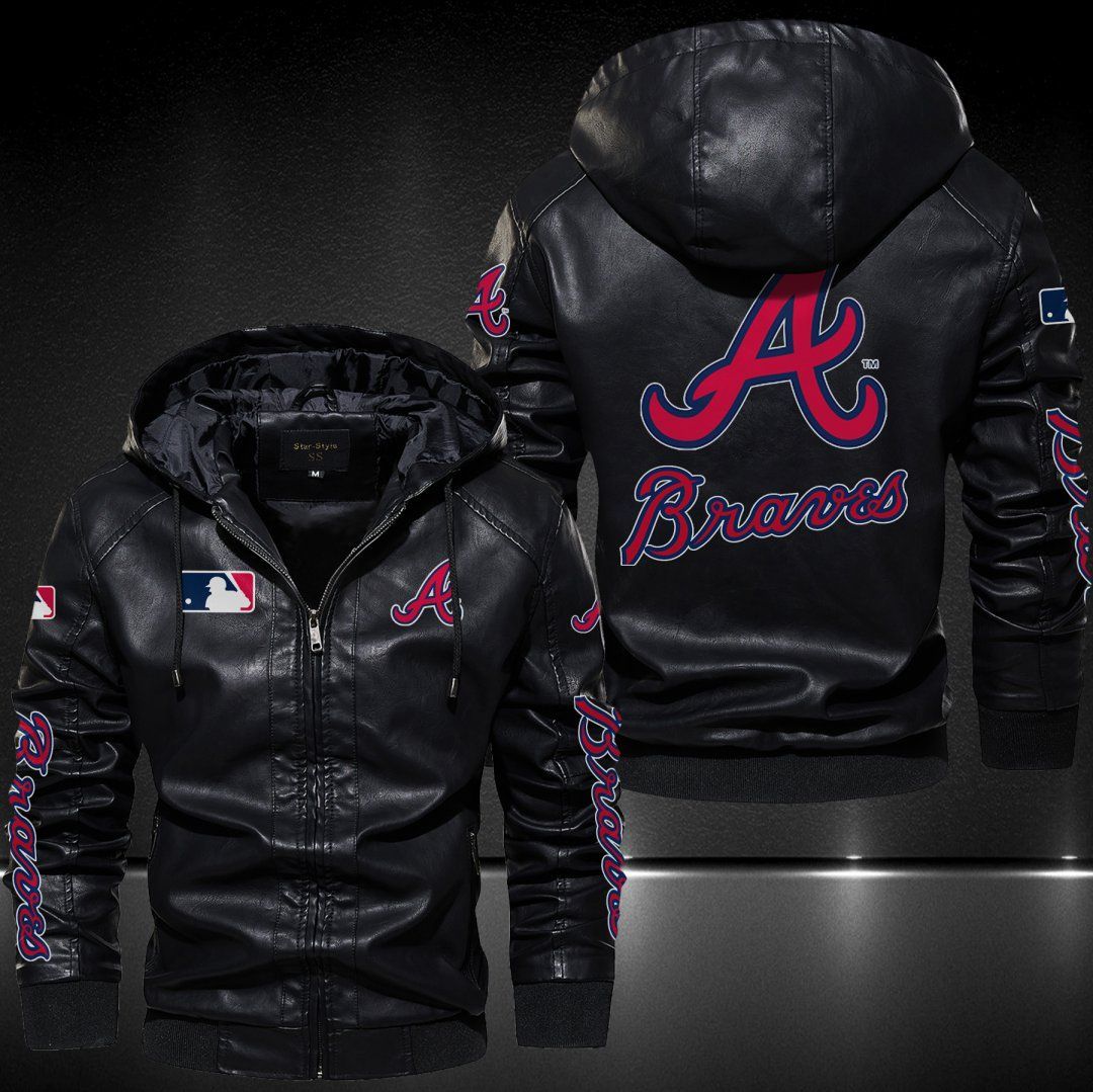 Atlanta Braves Hooded Leather Jacket 9011