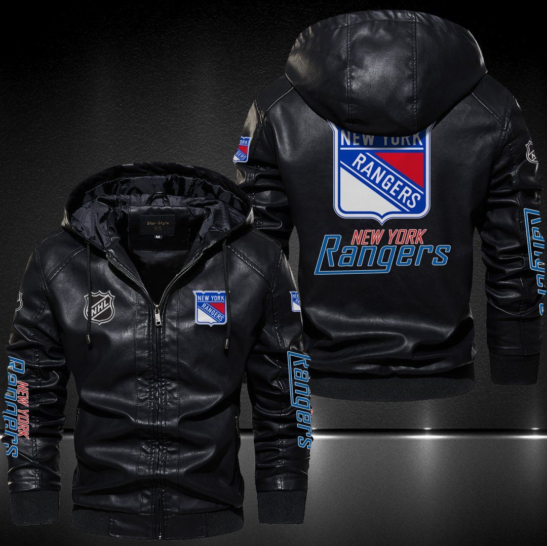 New York Rangers Hooded Leather Jacket 9121