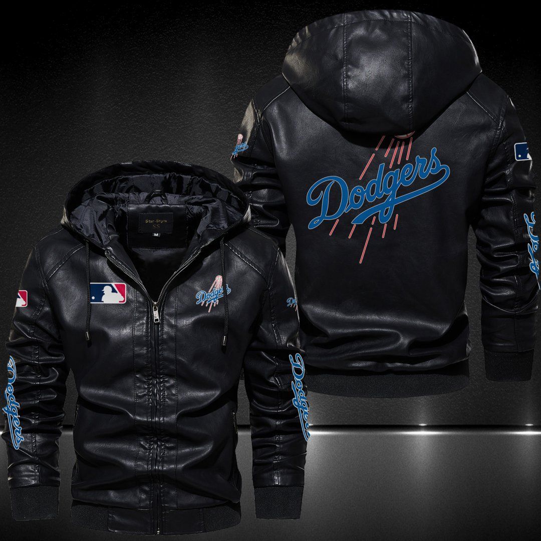 Los Angeles Dodgers Hooded Leather Jacket 9023