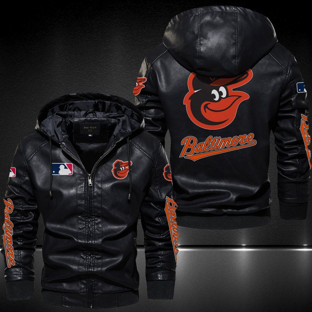 Baltimore Orioles Hooded Leather Jacket 9012