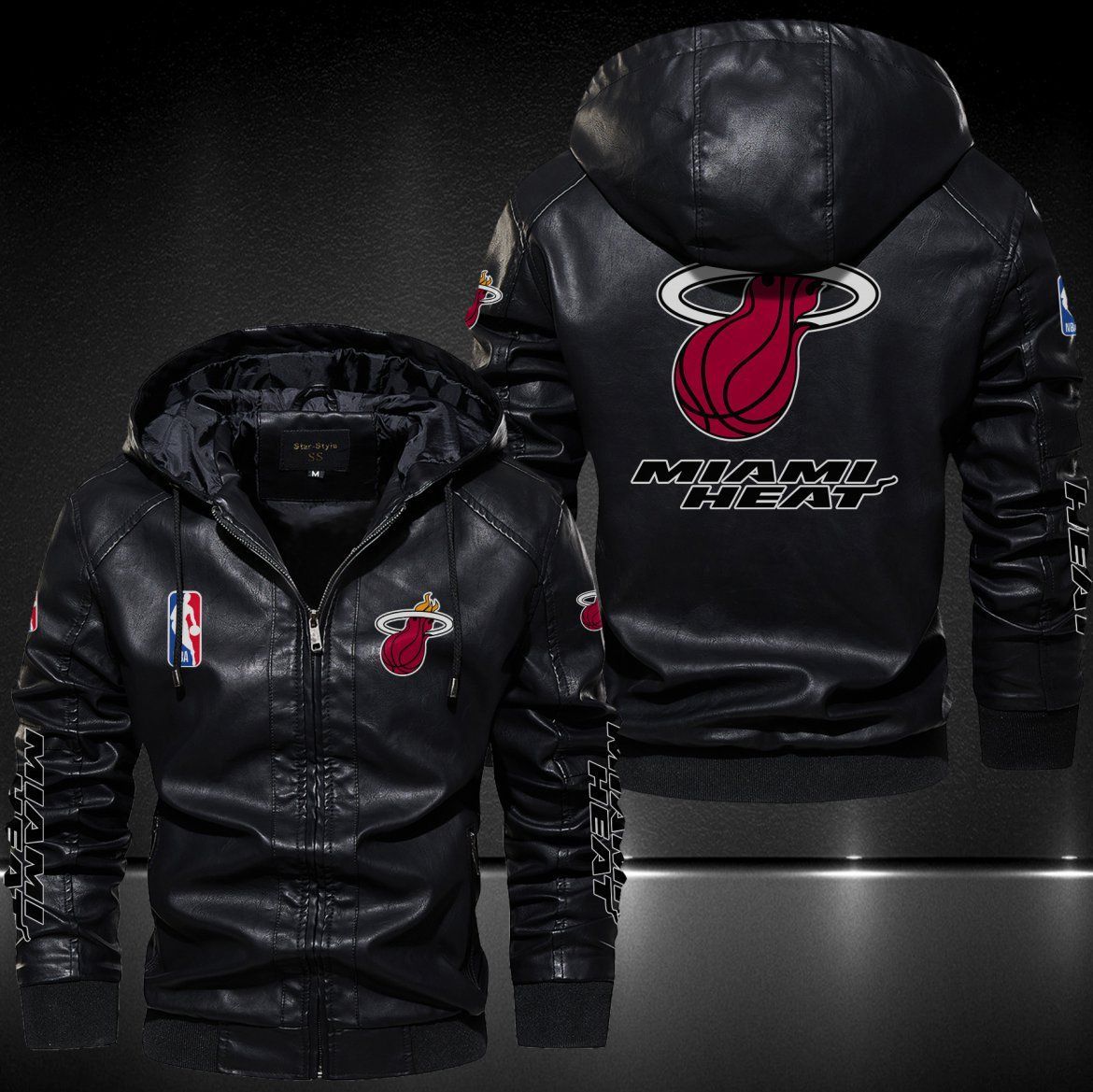 Miami Heat Hooded Leather Jacket 9055
