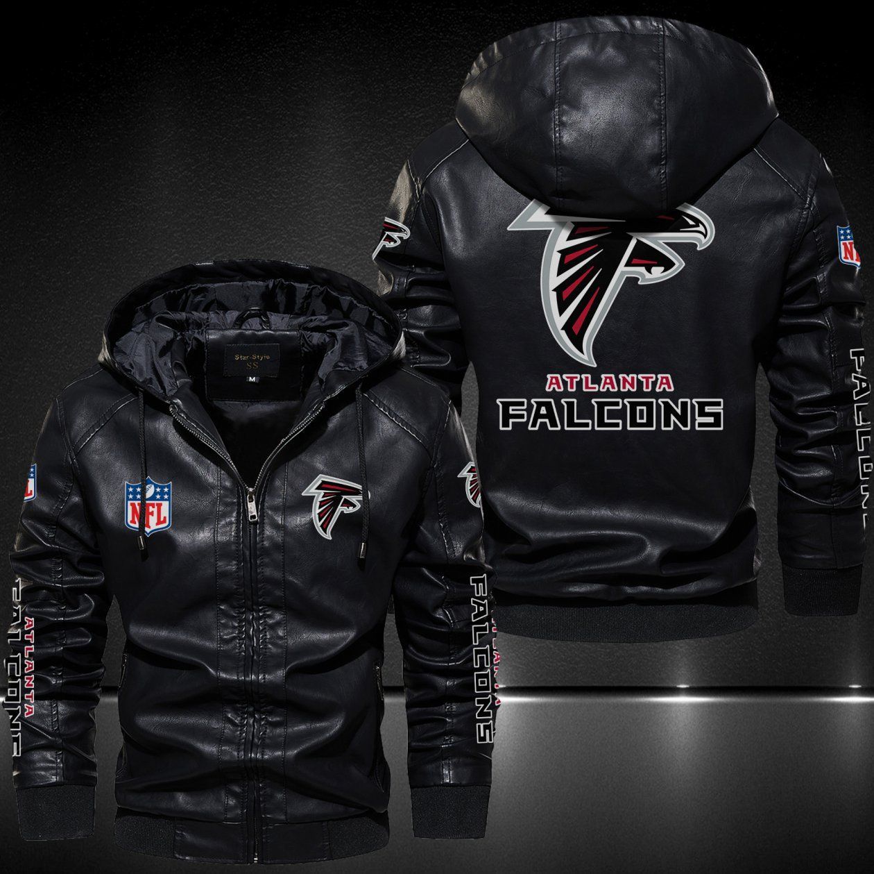 Atlanta Falcons Hooded Leather Jacket 9071