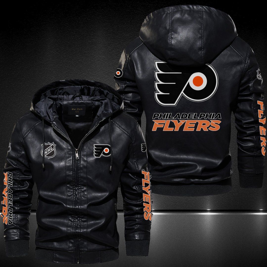 Philadelphia Flyers Hooded Leather Jacket 9123