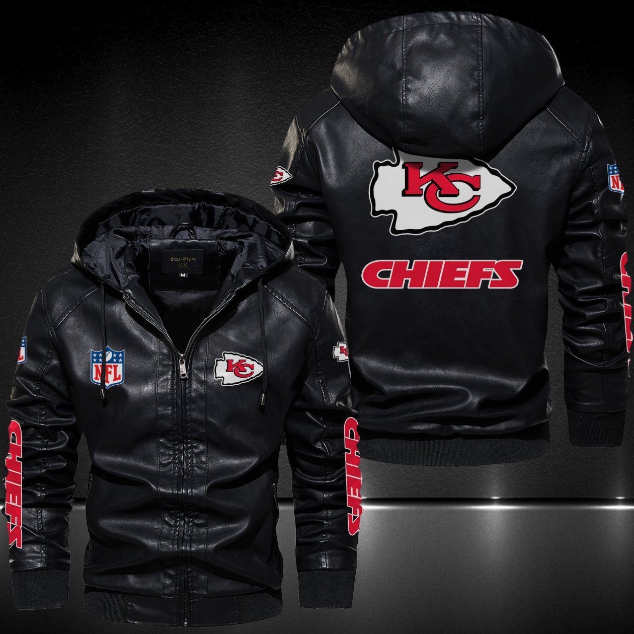 Kansas City Chiefs Hooded Leather Jacket 9085