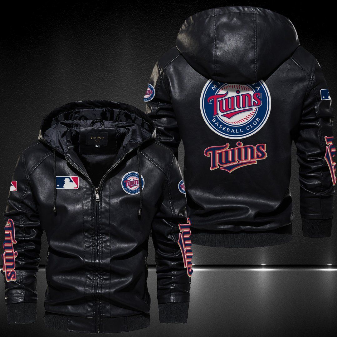 Minnesota Twins Hooded Leather Jacket 9026