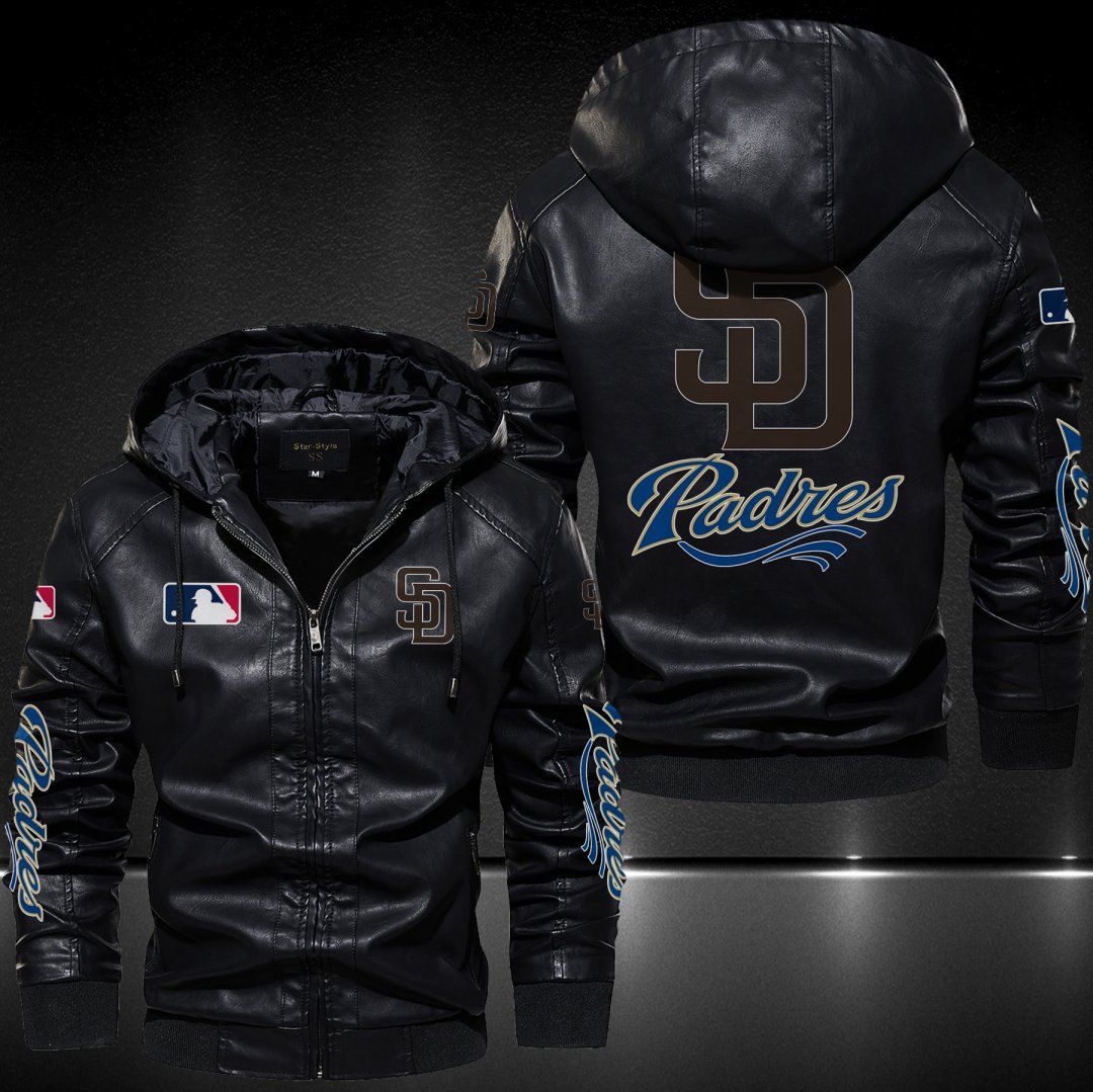 San Diego Padres Hooded Leather Jacket 9032