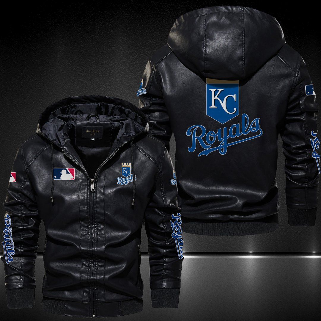 Kansas City Royals Hooded Leather Jacket 9021