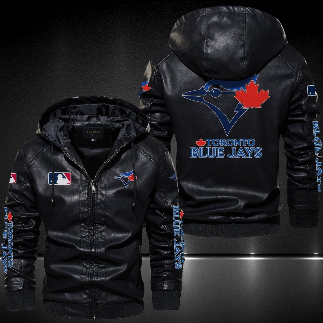 Toronto Blue Jays Hooded Leather Jacket 9038