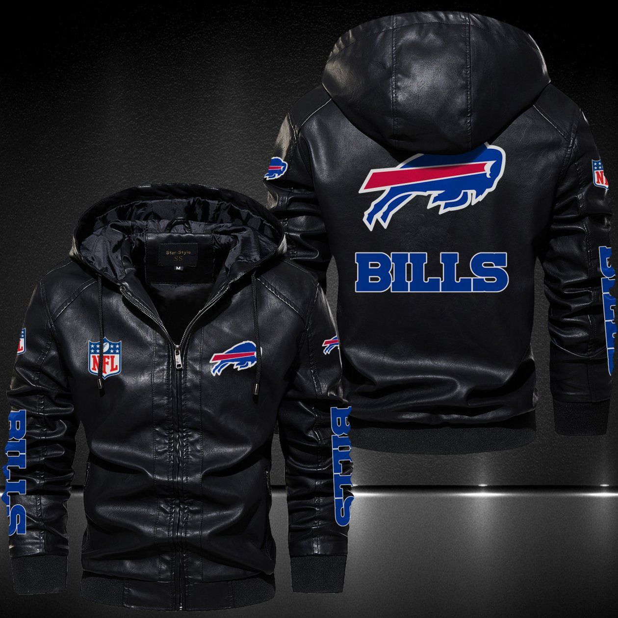 Buffalo Bills Hooded Leather Jacket 9073