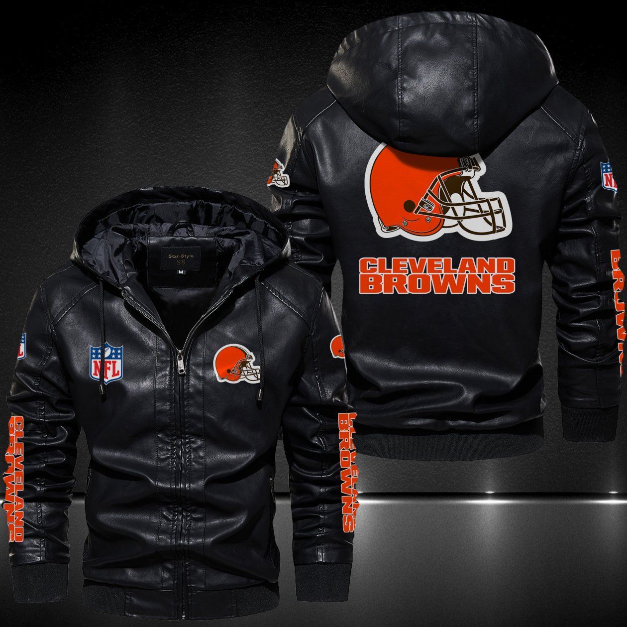 Cleveland Browns Hooded Leather Jacket 9077