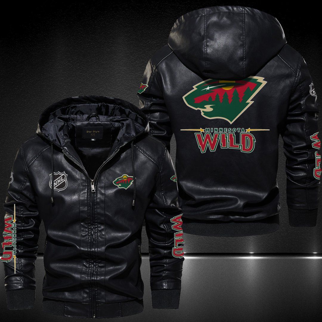 Minnesota Wild Hooded Leather Jacket 9116