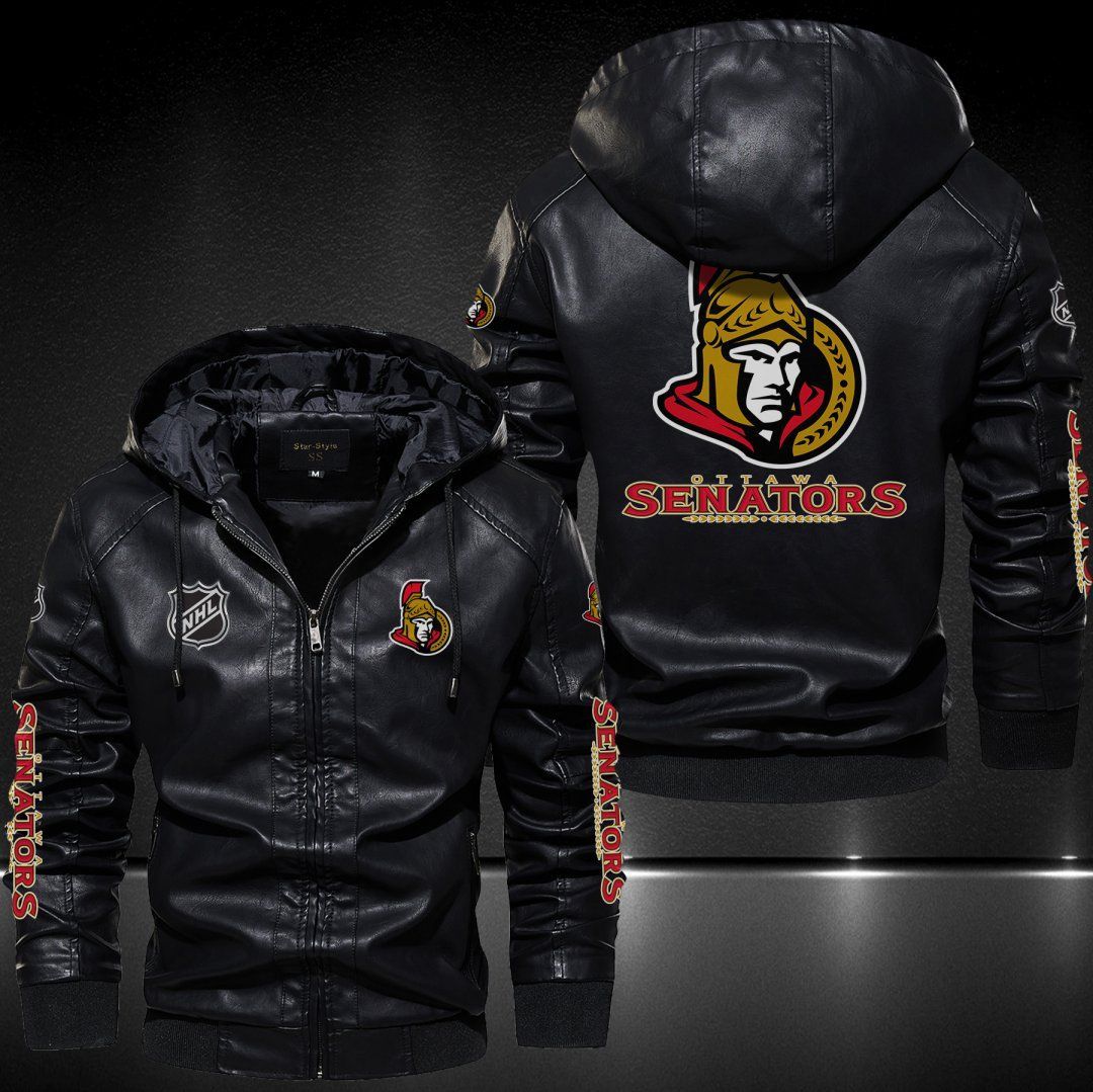 Ottawa Senators Hooded Leather Jacket 9122