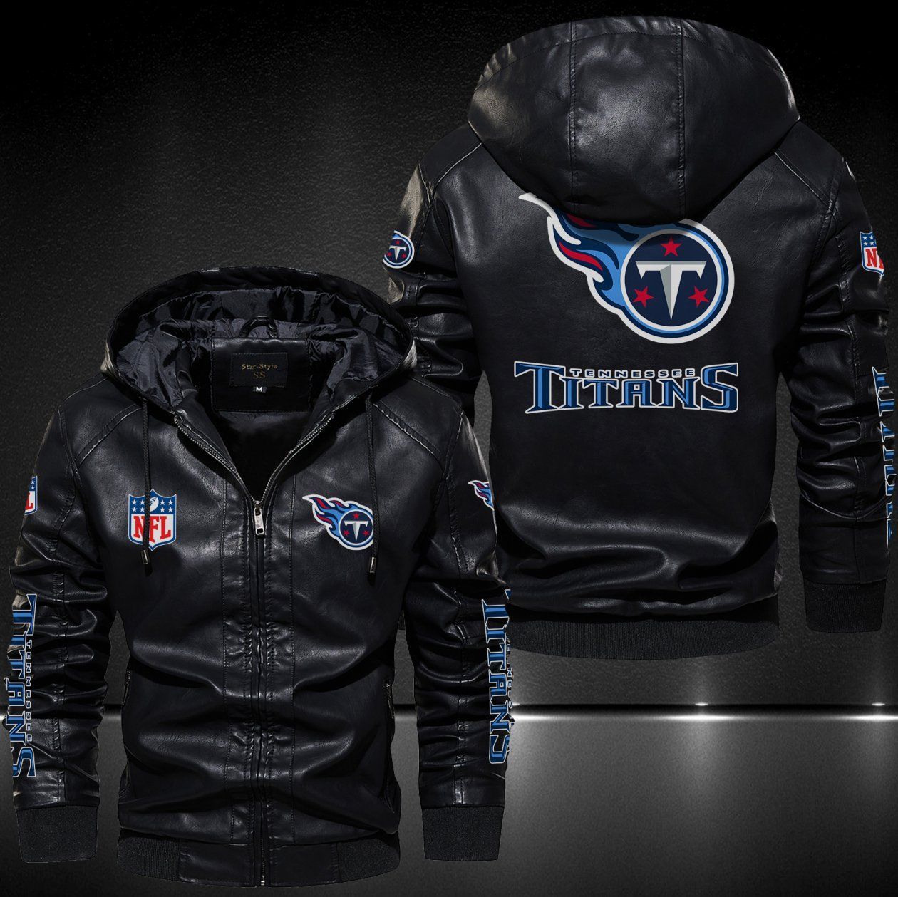 Tennessee Titans Hooded Leather Jacket 9100