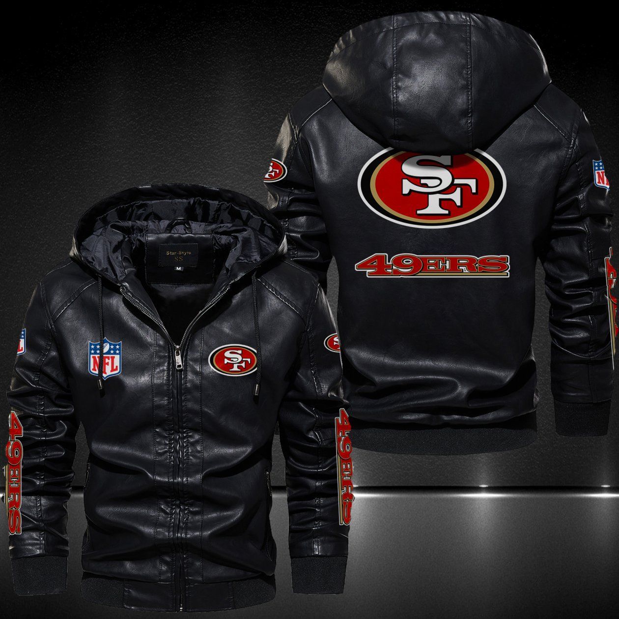 San Francisco 49ers Hooded Leather Jacket 9097