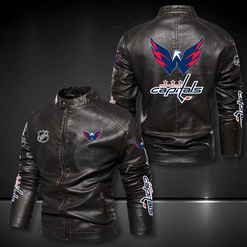 Washington Capitals Collar Leather Jacket 2029