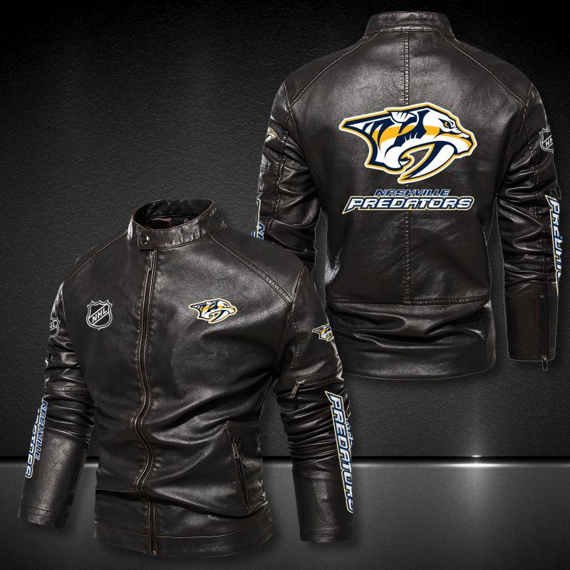 Nashville Predators Collar Leather Jacket 2016
