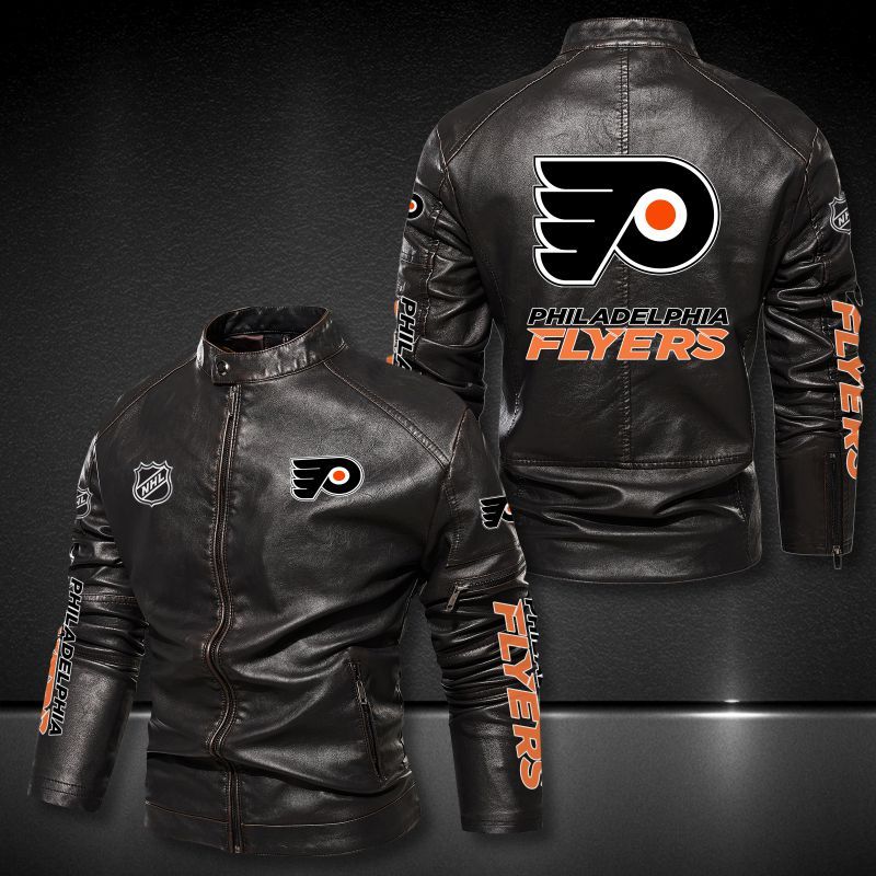 Philadelphia Flyers Collar Leather Jacket 2021