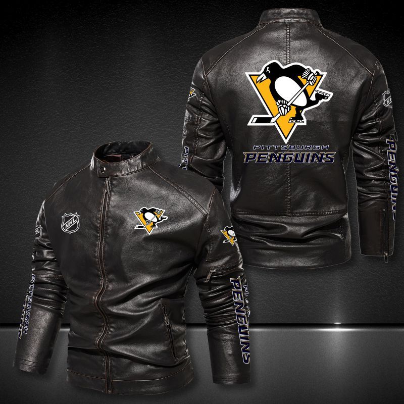 Pittsburgh Penguins Collar Leather Jacket 2022