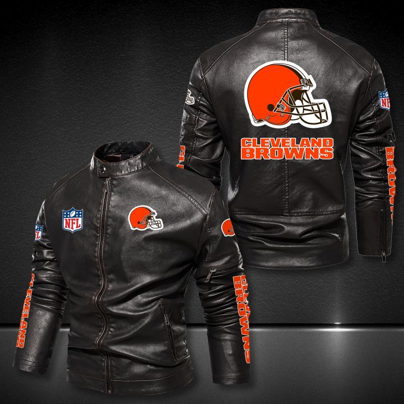 Cleveland Browns Collar Leather Jacket 008