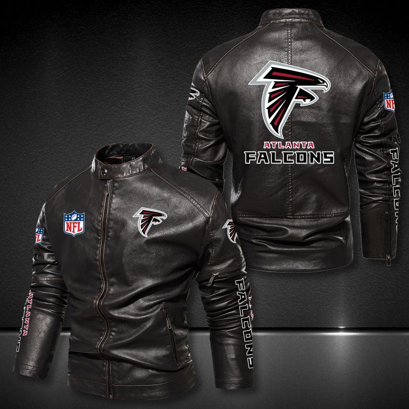 Atlanta Falcons Collar Leather Jacket 002