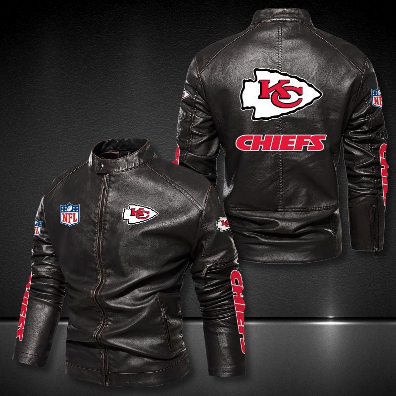 Kansas City Chiefs Collar Leather Jacket 016
