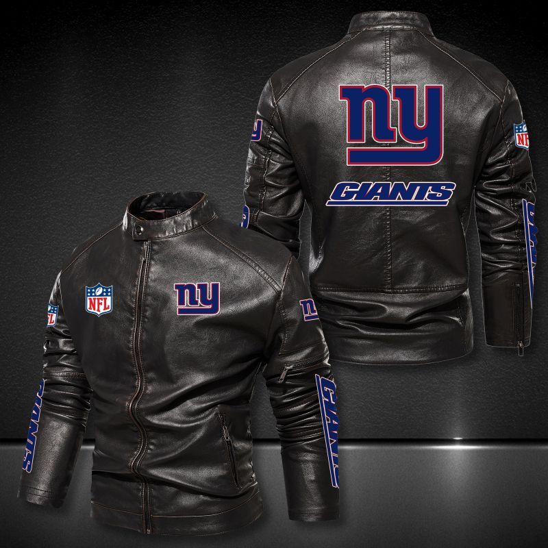 New York Giants Collar Leather Jacket 023
