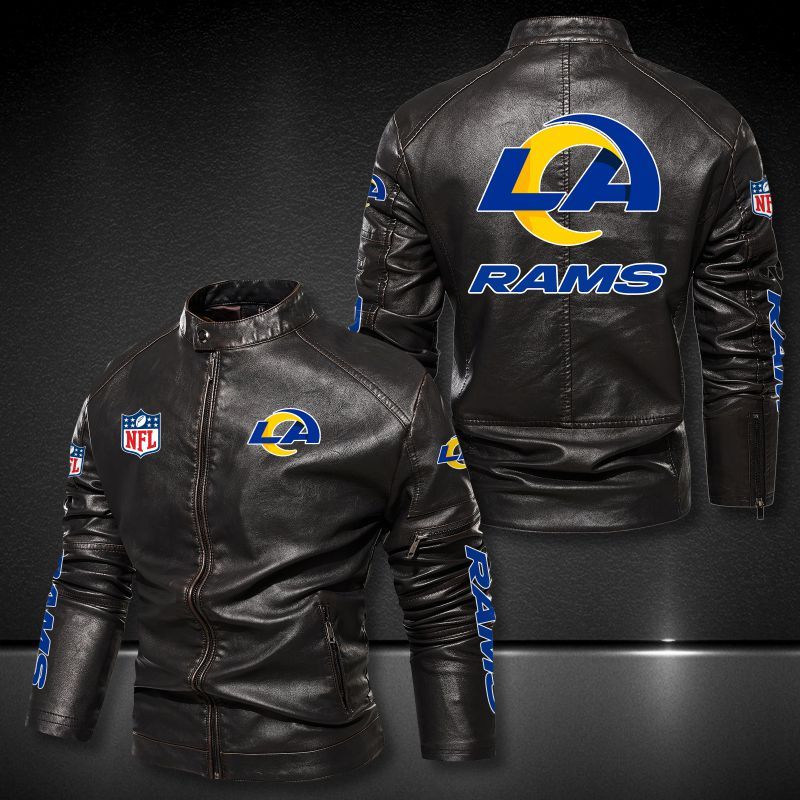 Los Angeles Rams Collar Leather Jacket 018