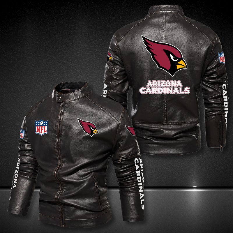 Arizona Cardinals  Collar Leather Jacket 001