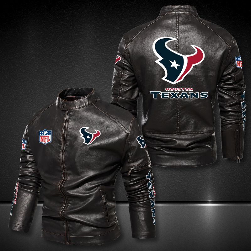 Houston Texans Collar Leather Jacket 013