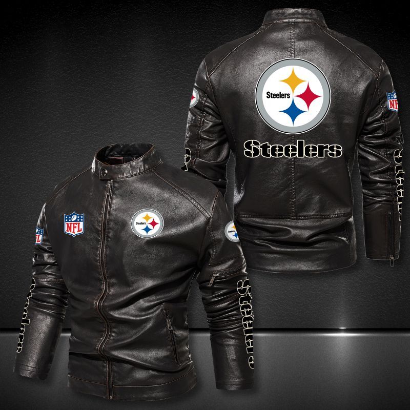 Pittsburgh Steelers Collar Leather Jacket 027