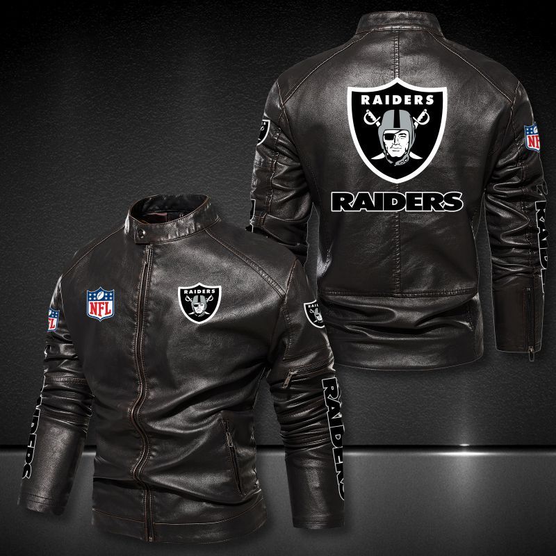 Oakland Raiders Collar Leather Jacket 025