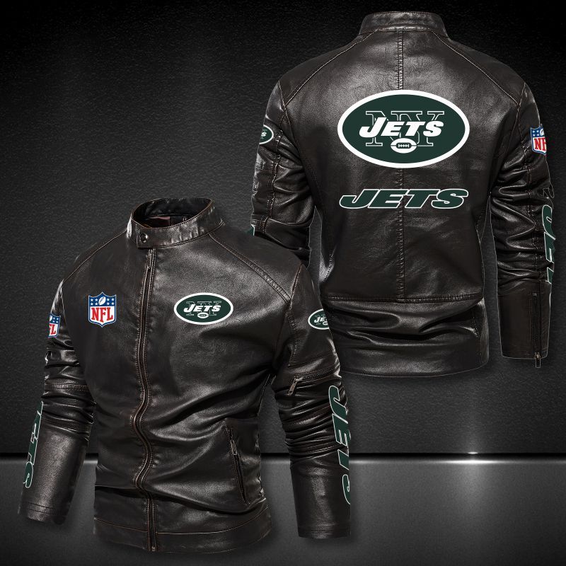 New York Jets Collar Leather Jacket 024