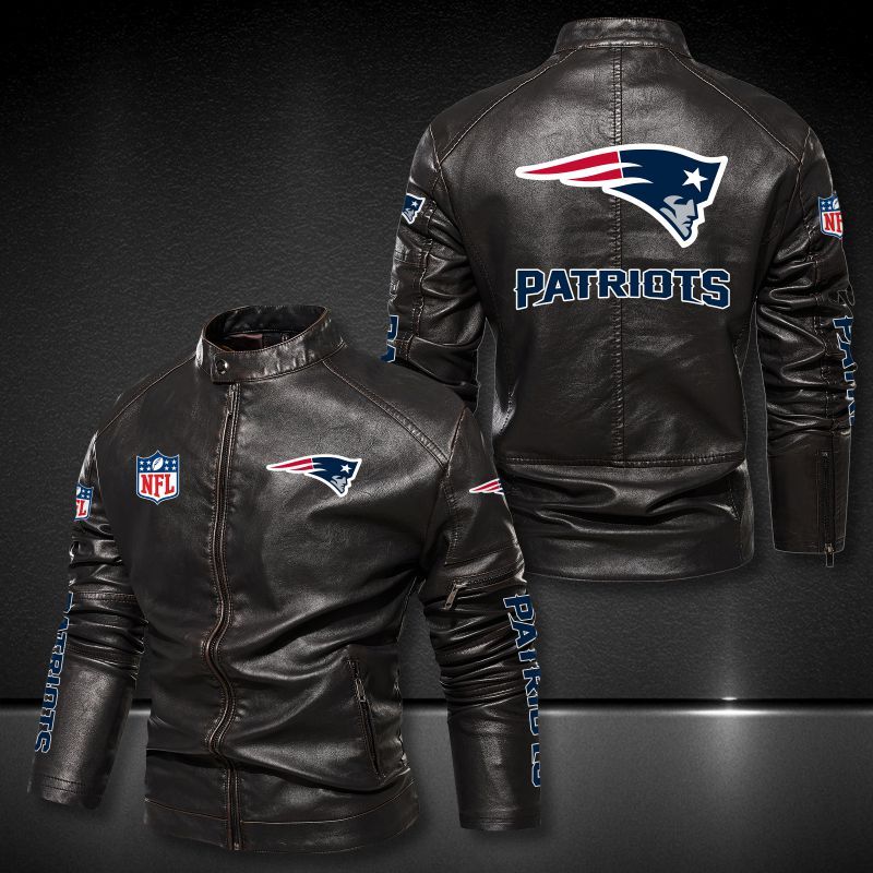 New England Patriots Collar Leather Jacket 021