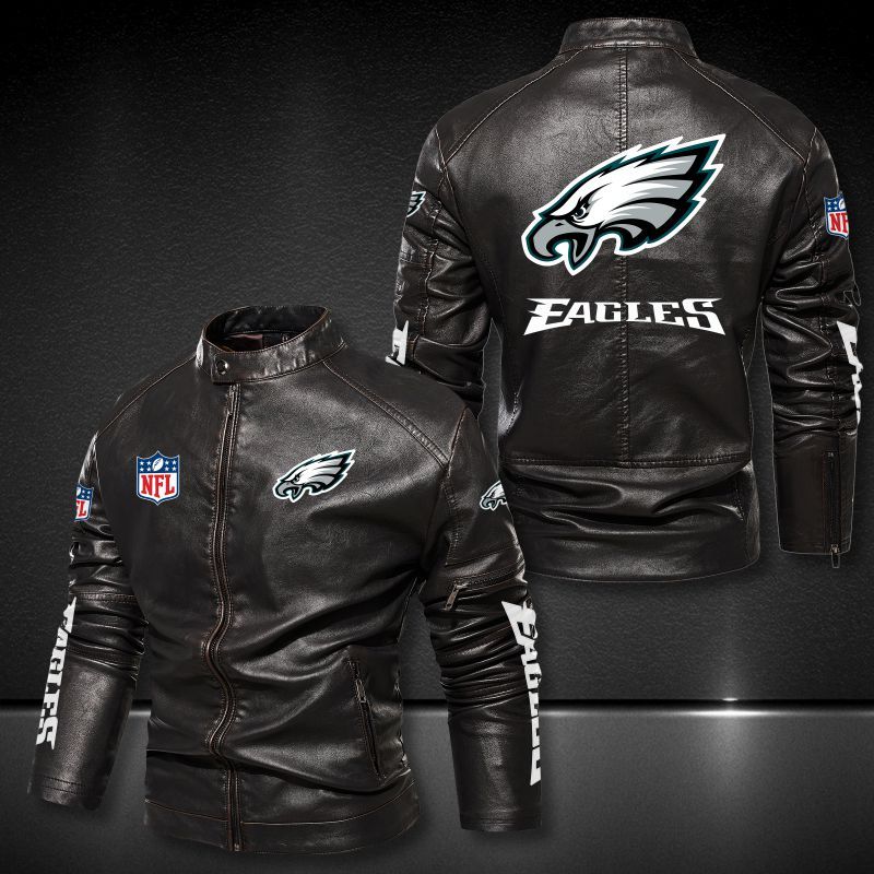 Philadelphia Eagles Collar Leather Jacket 026