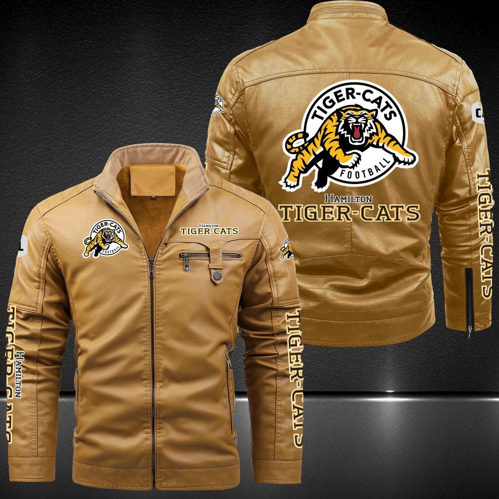 Hamilton Tiger-Cats Fleece Leather Jacket 9005 – Timedea