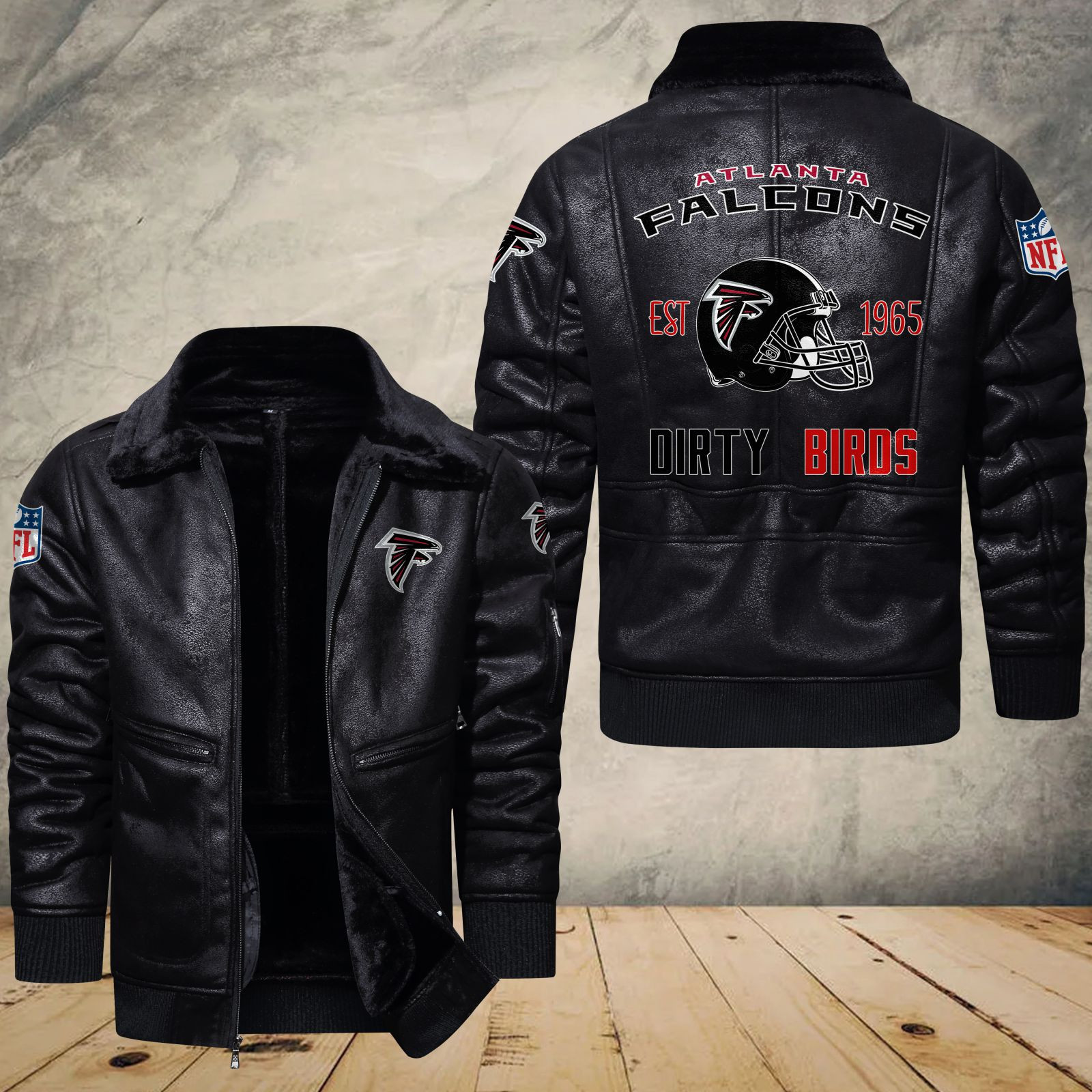 Atlanta Falcons Fleece Leather Bomber Jacket 1162