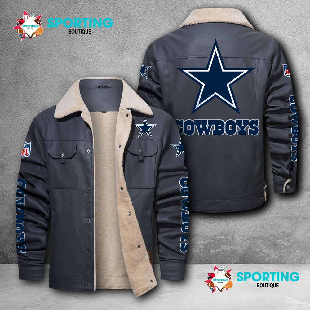 Dallas Cowboys Fleece Leather Jacket 009