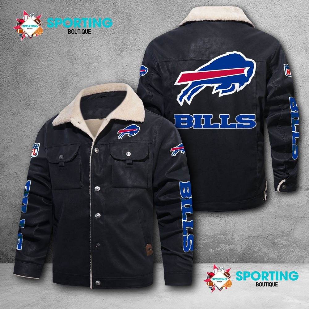 Buffalo Bills Fleece Leather Jacket 004