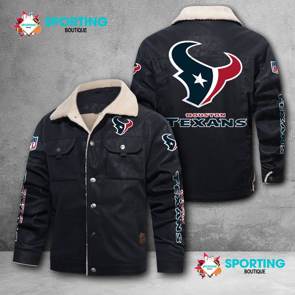 Houston Texans Fleece Leather Jacket 013