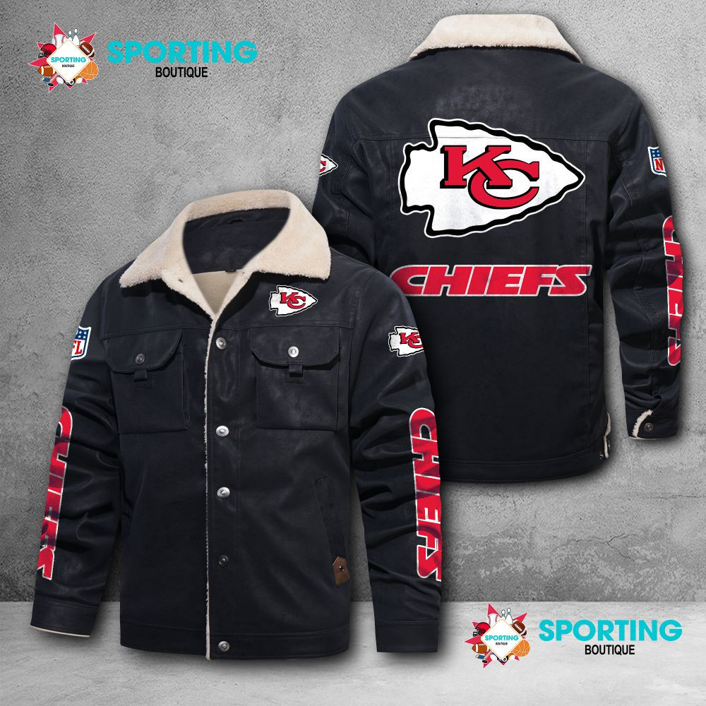 Kansas City Chiefs Fleece Leather Jacket 016