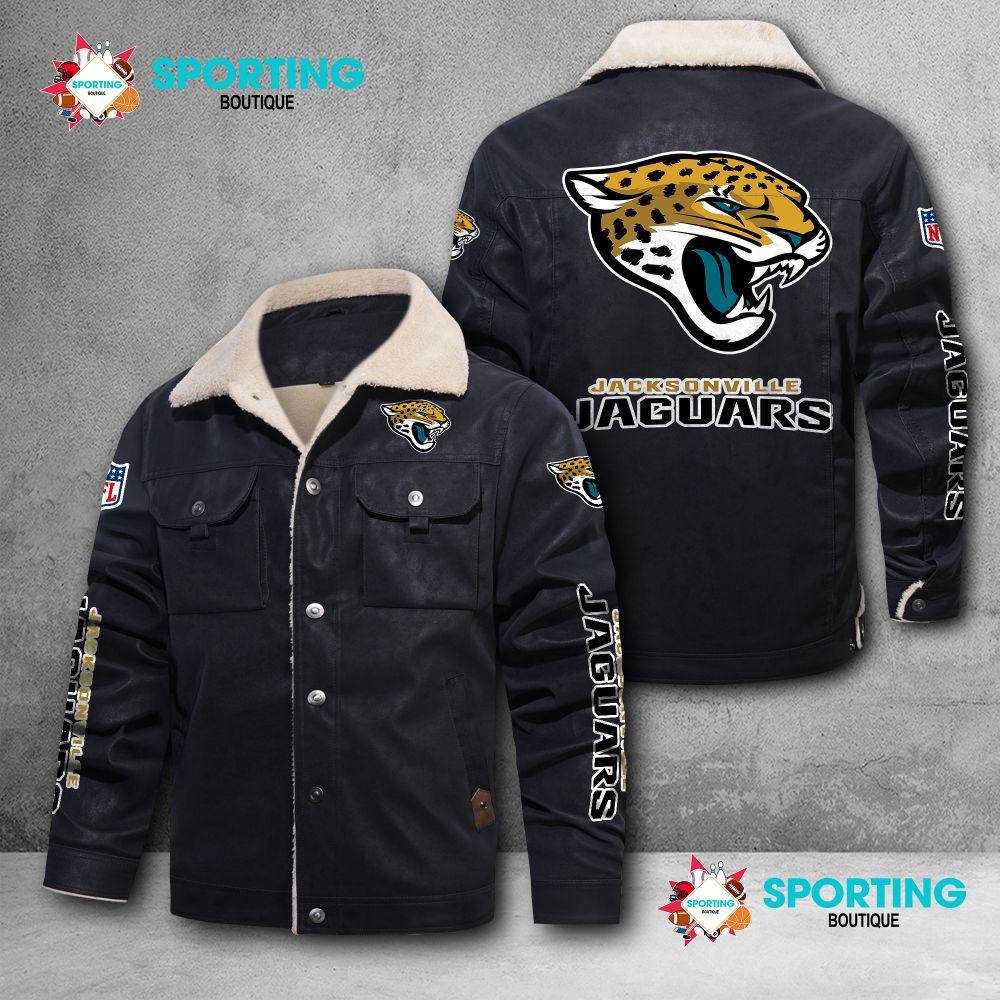 Jacksonville Jaguars Fleece Leather Jacket 015