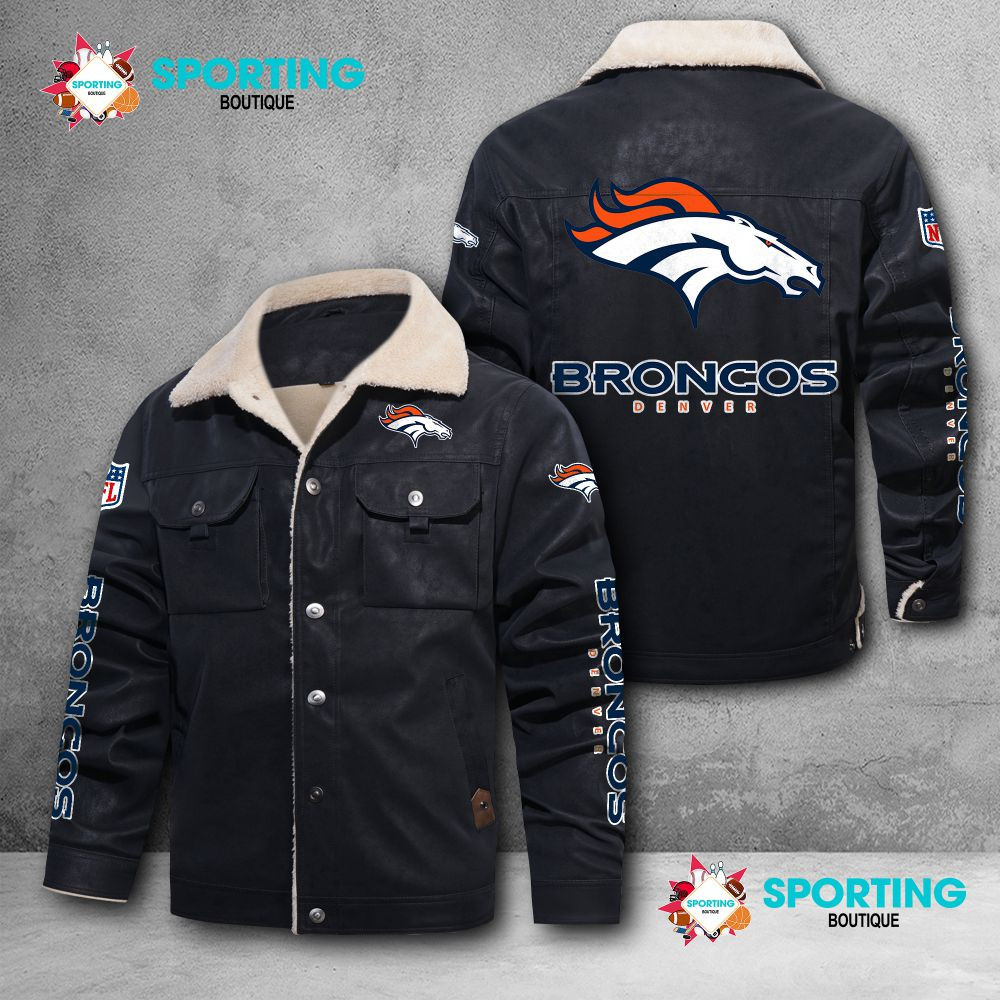 Denver Broncos Fleece Leather Jacket 010