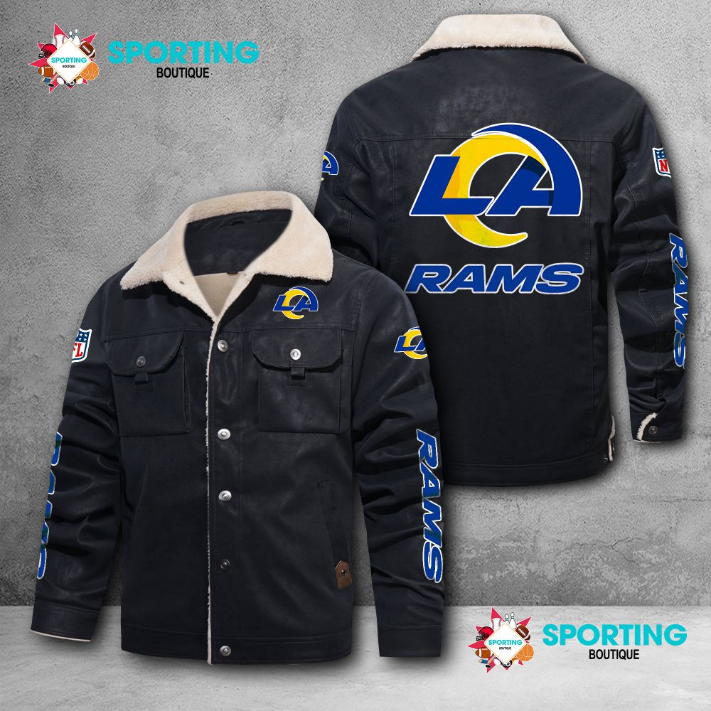 Los Angeles Rams Fleece Leather Jacket 019