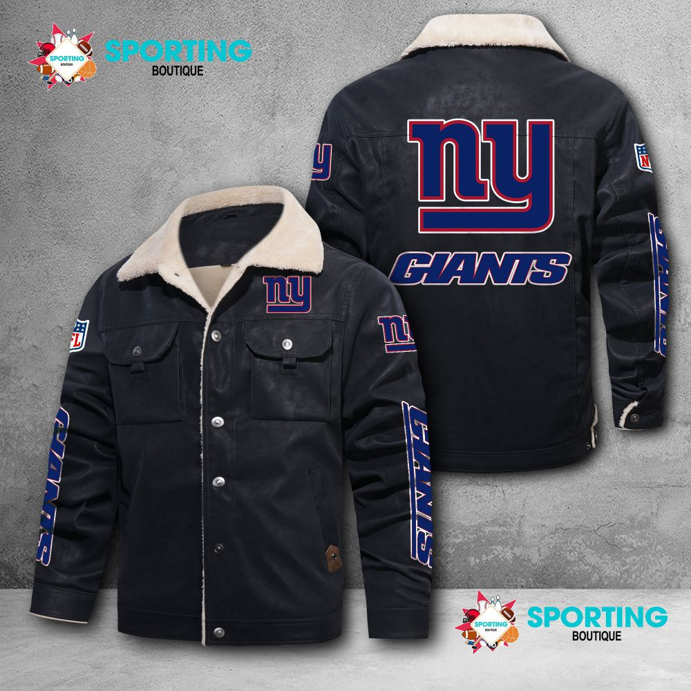 New York Giants Fleece Leather Jacket 024