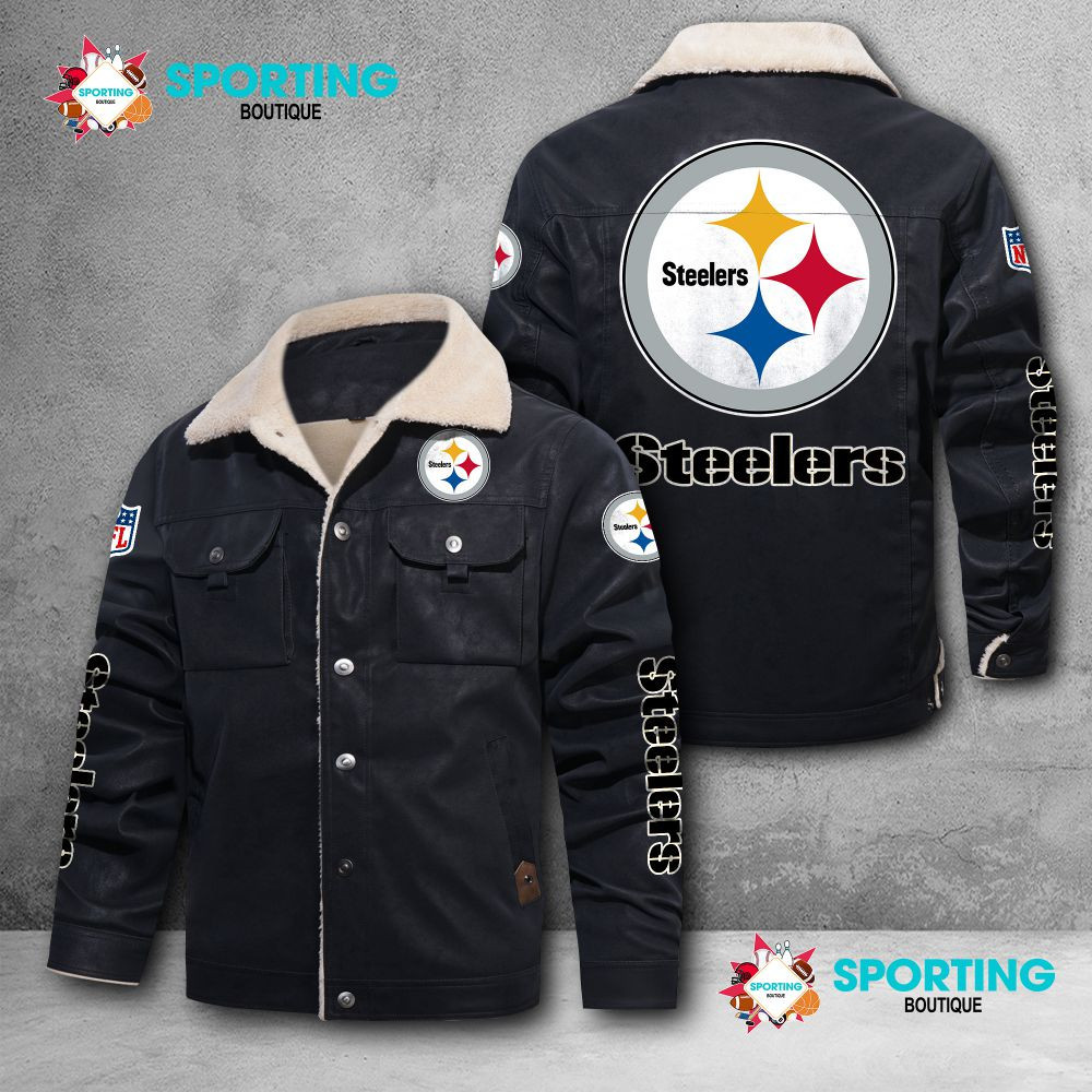 Pittsburgh Steelers Fleece Leather Jacket 027