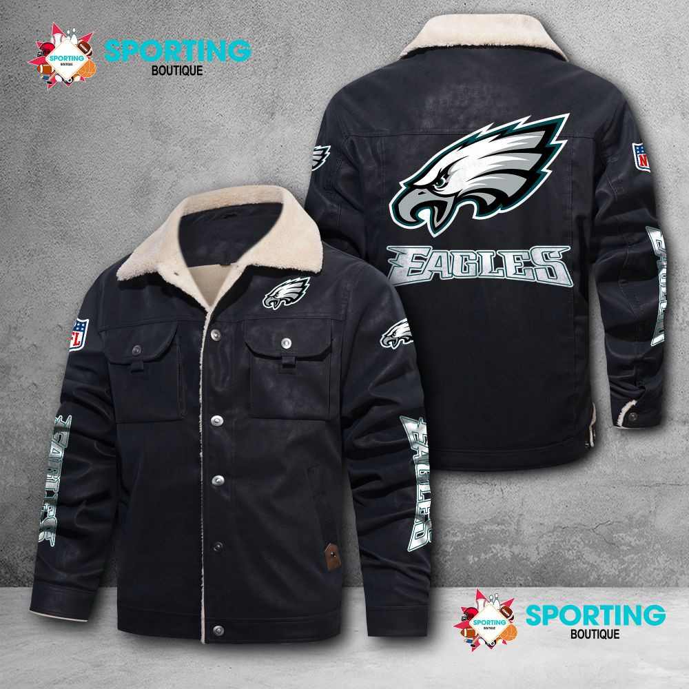 Philadelphia Eagles Fleece Leather Jacket 026