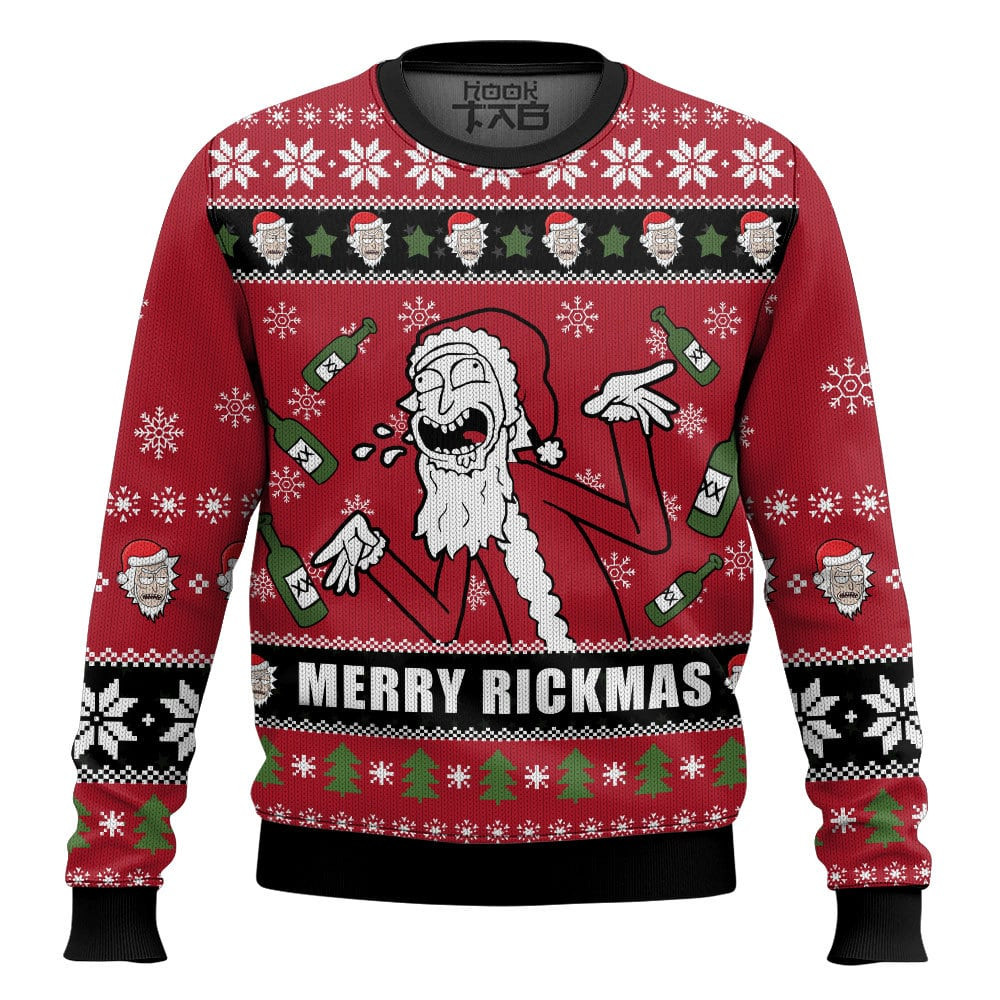 Sweatshirt Noël Rick And Morty "Merry Rickmas" - Produit Officiel Warner Bros - Coupe Classique, Col Tissé - 241g