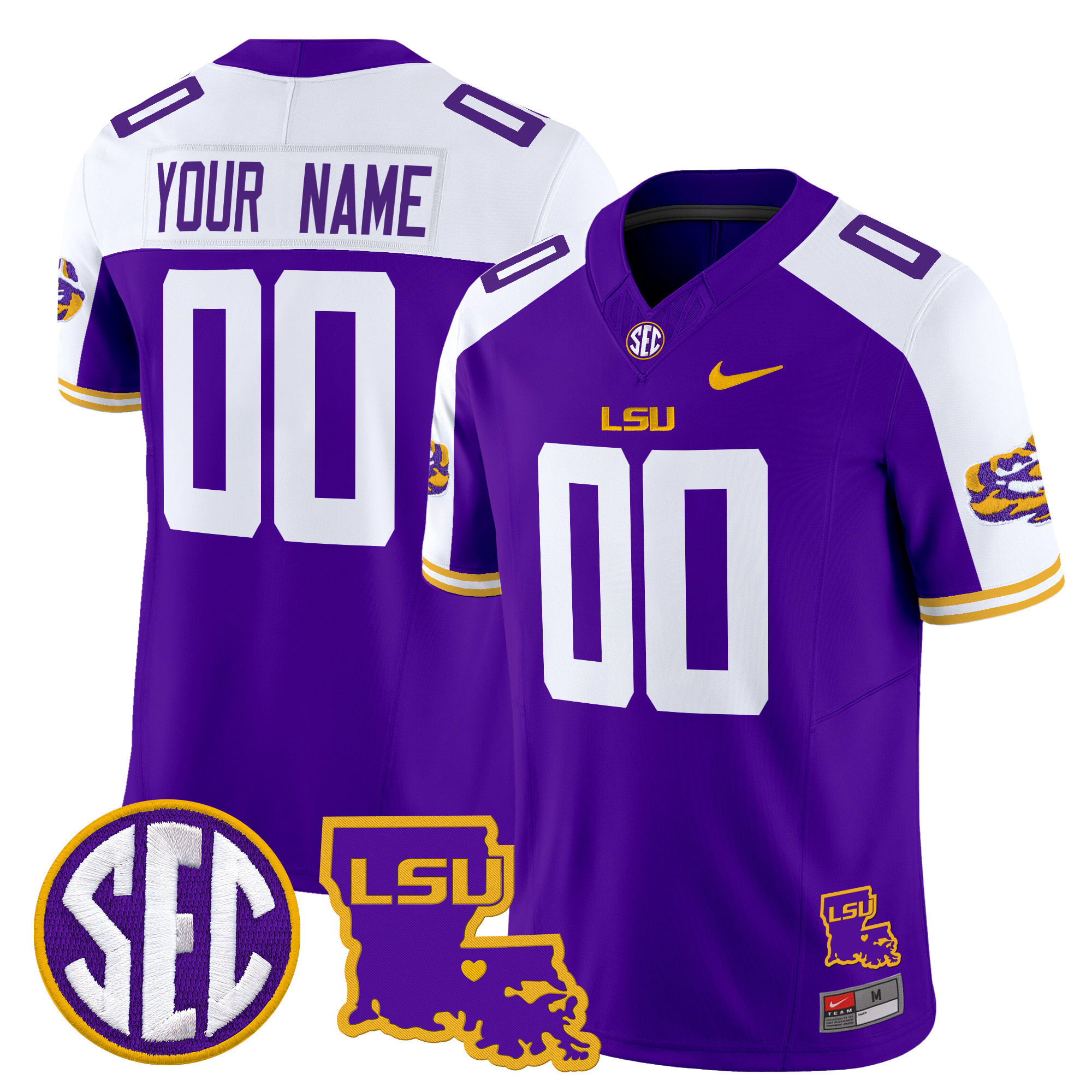 LSU Tigers 2025 Louisiana Patch Vapor Limited Custom Jersey – All ...